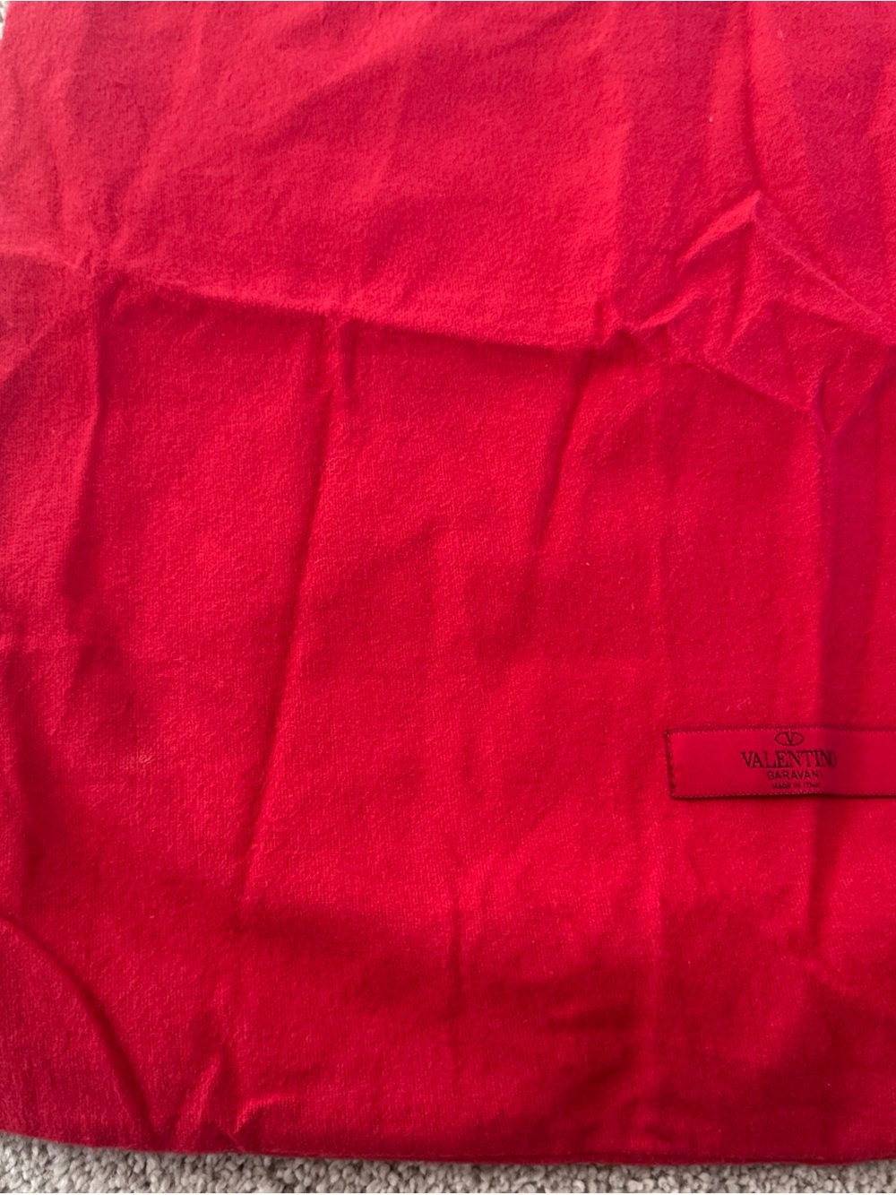 Valentino Garavani Large Red Flannel Thick Draw string Dust Bag 19x20 Luxury - Picture 2 of 8